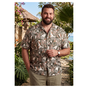 Chemise d'été basique en viscose naturelle blanche respirante grande taille pour homme à manches courtes coupe ample col montant boutonnée décontractée - Product Image 3