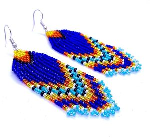 Pendientes colgantes con flecos largos hechos a mano con cuentas de semillas coloridas, joyería de moda personalizable para mujer - Product Image 3