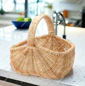 Durable Strong Small Rattan Natural <b>Woven</b> Wicker Cane Picnic <b>Baskets</b> Handcrafts Mini Fruit Snack <b>Baskets</b> with Handle - Product Image 5