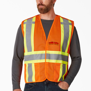 Custom High-Visibility Safety Vest Waterproof Work Vest with Reflective <b>Strips</b> Mesh <b>Fabric</b> & Utility Pockets - Product Image 1