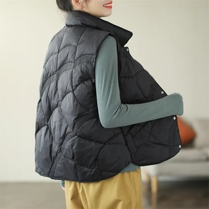 Manteau long en molleton noir de style coréen pour femmes taille XL veste de gilet d'hiver avec manches bouffantes matelassées vêtements d'hiver imprimés - Product Image 2