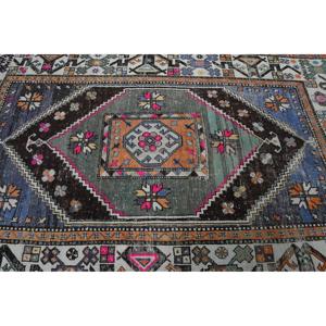 พรมขนาด 5.3x8.6 ฟุต, พรมตุรกีโบราณ, พรมลายดอกไม้สีน้ำเงิน - Product Image 5