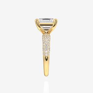 Bague en or 18 carats avec moissanite taille Asscher et pavé triple couche – Collection unique et élégante de bagues en moissanite - Product Image 4