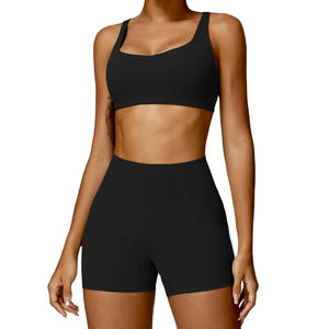 Nuevo estilo de color para mujer, sujetadores de Yoga, pantalones cortos, conjunto de 2 piezas, Fitness, gimnasio, entrenamiento, Jogger, correr, entrenamientos, deportes, conjuntos de Yoga - Product Image 4