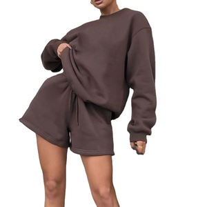 Loungewear Conjuntos de mujer Oversize Loose Streetwear Camiseta de manga larga y pantalones cortos Conjunto personalizado de dos piezas Ropa de mujer - Product Image 4