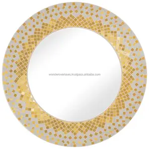 White And Yellow Colour Mosaic Mirror Highest Quality 20x20 By WONDER OVERSEAS