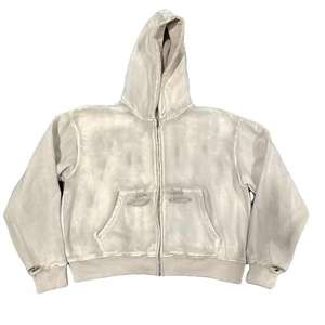 Sudadera con Capucha Corta y Holgada, Estilo Urbano, Lavado Ácido, 500GSM, Gruesa, Lisa, con Cierre, para Hombre - Product Image 4