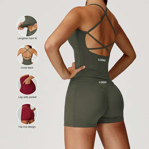 Women's Plus Size Halter <b>Bra</b> Yoga Set Breathable Four-Way Stretch Cross Waist Push-up Sports Workout Wear <b>Open</b> Back Pockets - Product Image 5