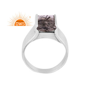 แหวนอัญมณีสีดำธรรมชาติสีเงินสเตอร์ลิงออกซิไดซ์ออกแบบได้ตามต้องการ - Product Image 1