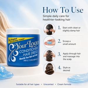 Crème hydratante bio végane et sans cruauté Bluemagic en gros : Apaise le cuir chevelu sec, rend les cheveux plus doux et plus faciles à coiffer, non grasse - Product Image 4
