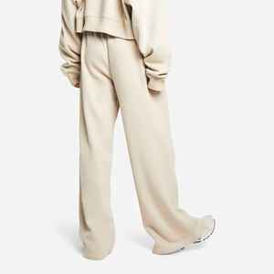 Wholesale Heavy Cotton Ladies Sweatpants Custom Solid Women's Straight Trousers Embroidered Logo Flat Front High Street Winter - Product Image 6