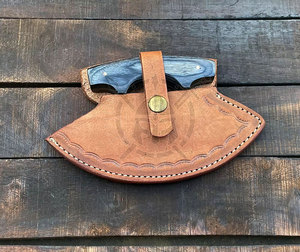 Couteaux à hacher Ulu écologiques à lame en acier Damas à haute teneur en carbone, fabriqués à la main, avec fourreau en bois et poignée réglable, à prix raisonnable - Product Image 5