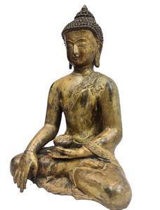 หัตถกรรมอินเดียคุณภาพสูงโบราณสําเร็จรูปทองเหลืองพระพุทธรูปประติมากรรมด้วยเทคนิคการหล่อ 4 สีพุทธศาสนาทิเบต - Product Image 5