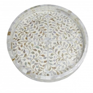 Bandeja de madera de MDF con incrustaciones de perlas, bandeja de servicio de frutas ecológicas, vajilla de fruta seca, forma redonda, última novedad - Product Image 1