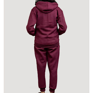 Ensemble de survêtement décontracté pour femme en molleton de coton à capuche et pantalon, motif uni pour l'automne - Product Image 3