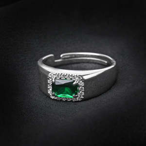 NOVAMART Fine Premium 925 Pure Sterling Silver <b>Rings</b> <b>Men</b> Boys Certified Wedding Engagement Boho Style <b>Emerald</b> Cut Geometric Patt - Product Image 3
