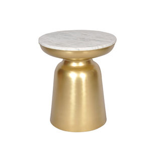 Base de Metal chapado en oro con mesas centrales superiores de mármol, muebles de lujo, mesa central para electrodomésticos, mesa anidada - Product Image 3