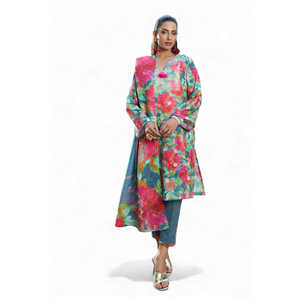 Conjunto de traje Khaddar estampado de 3 piezas para mujer SD-62016 - Product Image 4