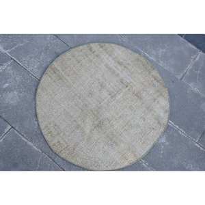 Tapis turc moderne fait à la main de grande surface 2.6x1,6 pieds Jute beige avec support en latex au design patchwork pour le couloir ou la chambre - Product Image 4