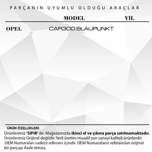 Radio Button for Opel BLAUPUNKT CAR300 ( Shipping From Turkey Manufacturer ) Product Code: RB2211 - Product Image 2