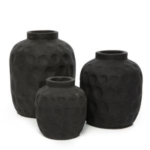 Ensemble de 3 vases en métal noir martelé, style industriel, décoratifs, pots à fleurs de luxe en fer pour la décoration de la maison, de l'hôtel et de la table - Product Image 1