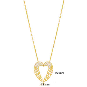 Coeur avec ailes d'ange pendentif en pierre de Zircon bijoux turcs en argent Sterling 925 faits à la main - Product Image 2