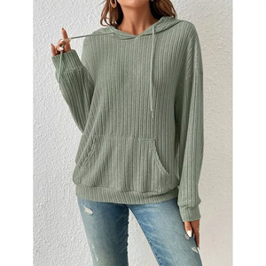 Sudaderas de punto de gran tamaño para mujer con capucha, estilo de calle, Sudadera con capucha Vintage ligera, venta al por mayor - Product Image 1
