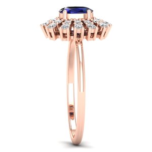 Anillos de Compromiso de Oro Sólido de 14K con Zafiro Azul y Moissanita para Mujer, Joyería Fina, Precio de Fábrica REYES - Product Image 3