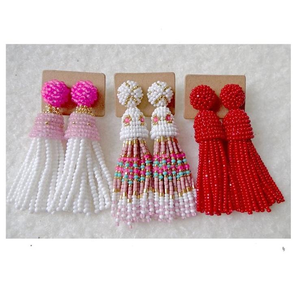 Boucles d'oreilles en perles de rocaille brodées sur mesure avec des motifs uniques Boucles d'oreilles pendantes en perles tendance pour femmes et filles - Product Image 3