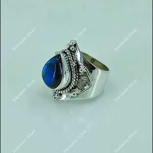 925 Sterling Silver Labradorite <b>Ring</b> Fine <b>Statement</b> Promise Jewelry Handmade Natural Labradorite Pear Shape Gemstone Unique - Product Image 4