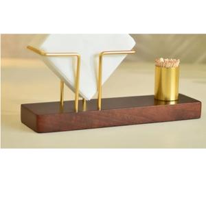 กล่องใส่ผ้าเช็ดปากไม้และโลหะ ดีไซน์ทันสมัย สำหรับตกแต่งโต๊ะอาหาร ใช้ในบ้าน โรงแรม และร้านกาแฟ สินค้าขายดี - Product Image 1