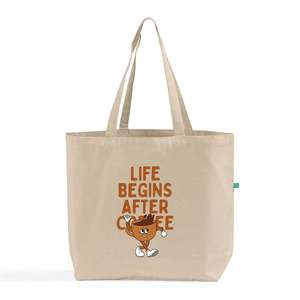 Recycled Trader's Canvas Tote <b>Bags</b> <b>Medium</b> Organic Cotton Cartoon Letter Screen for Daily Use Gifts Customizable Your Logo-RC219 - Product Image 1