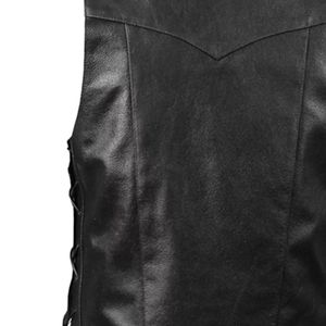 Chaleco de Motociclismo de Cuero Premium para Hombre, Talla XL, Ajuste Personalizado, Transpirable, Resistente al Viento, con Cordones Laterales, Cuello en V, Durabilidad Prolongada - Product Image 6