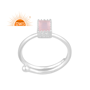 Best Selling Fine Sterling Silver Natural Rose <b>Quartz</b> Gemstone Stackable <b>Ring</b> Custom Jewelry Manufacturer - Product Image 1