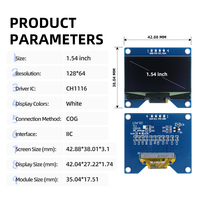 Pantalla OLED GoldenMorning de 1.54 Pulgadas, 128x64, Controlador SSD1309, Interfaz I2C, Módulo Monocromático Blanco de 4 Pines, Temperatura de Funcionamiento