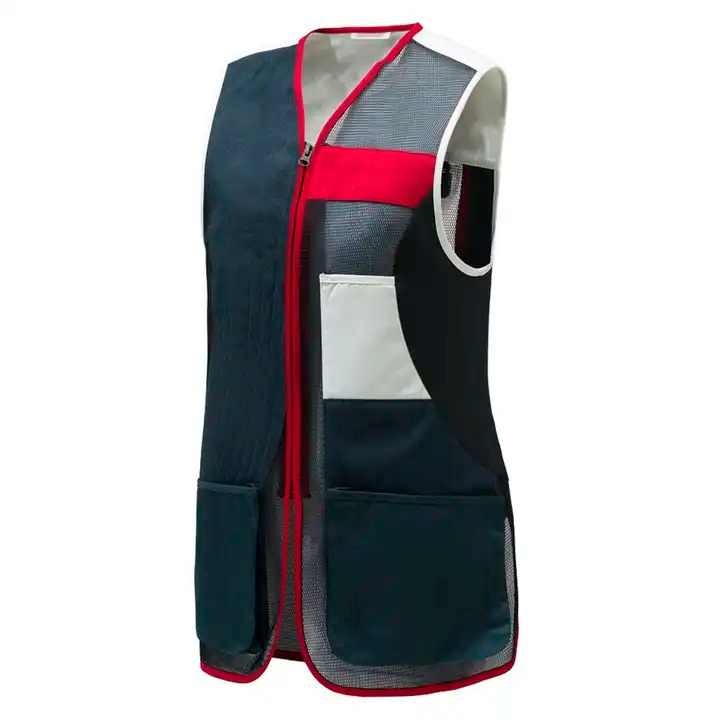 Outdoor Hunting Vest Shell Material Wool/Genuine Cowhide Leather Zipper Closing Front Pockets Inside Cotton Check Fabric Lining