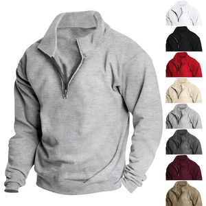 2025 Fleece Pullover Sudadera con capucha Hombres Diseñador personalizado Moda Media cremallera Sudaderas Básicas Algodón Mezclado Servicio OEM - Product Image 6
