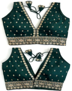 La blusa moderna tiene Zari, trabajo de hilo y trabajo hecho a mano Listo para la blusa Tiene un patrón abierto Froent y hermoso nudo de verano - Product Image 1