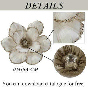 Bestseller Champagne velluto <span class=keywords><strong>Magnolia</strong></span> di natale artificiale fiori glitterati festa decorazione floreale albero di Natale alta materiali - Product Image 3