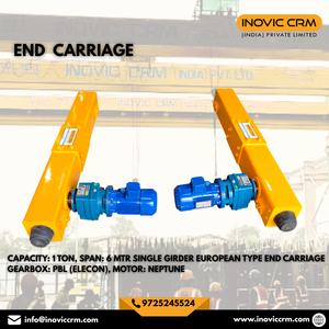 Pont roulant monopoutre de type européen avec chariot d'extrémité, capacité 5 tonnes, portée 14m, boîte de vitesses ELECON avec moteur et télécommande - Product Image 3