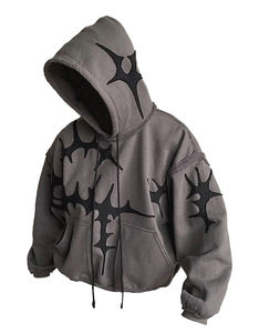 Custom Boxy Streetwear Distressed Acid Washed French Terry Heavyweight Oversize Zip up Cropped Hoodie Hombres Térmica - Product Image 3