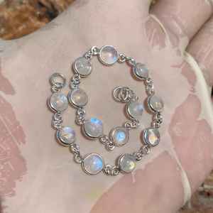 Rainbow Moonstone Bracelet 925 Sterling Silver June Birthstone Handmade <b>Unique</b> Fashion Jewelry <b>Gift</b> <b>For</b> <b>Women</b> Men - Product Image 4