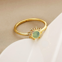Bague soleil Prehnite pour femme, plaquée or, argent sterling 925, sertissage clos, facettée, réglable, certifiée, luxe léger, céleste