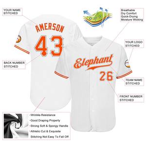 Maillot de baseball authentique personnalisé blanc orange-gris - Product Image 3