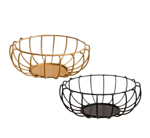 Tabletop Kitchenware Wholesaler Gold <b>Black</b> <b>Wire</b> Fruit Storage <b>Basket</b> Handmade Iron <b>Basket</b> for Fruit Storage <b>Basket</b> - Product Image 1