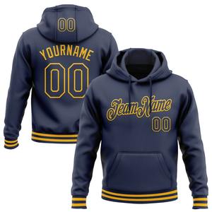 Venta al por mayor y Dropship Custom Stitched Navy Gold Sports Pullover Sudadera con capucha - Product Image 1