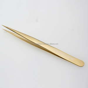 แหนบติดขนตาปลายแหลม สแตนเลสสีทอง คุณภาพเกรด A+ สำหรับโลโก้ส่วนตัว - Product Image 5