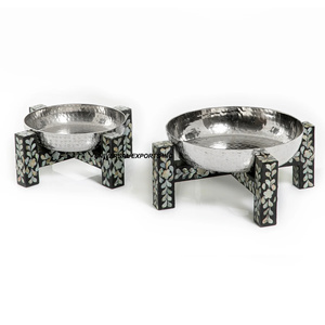 Ensemble de deux bols à chocolat avec support en nacre, forme ronde, design luxueux, nouveau bol à chocolat - Product Image 1