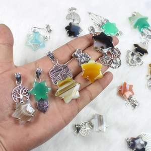 Collier pendentif en agate en forme d'étoile de créateur, magnifique multi-bandes avec réglage de lunette pour la vente au détail - Product Image 3