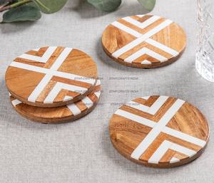 Top Selling Top Quality Customize <b>Square</b> Round Epoxy Wood Resin Best Coaster with Holder Set for Office & Home From SCI - Product Image 2